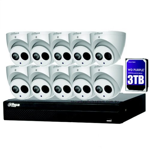 Dahua 10 x 6MP Turret Kit with 16CH NVR + 3TB HDD