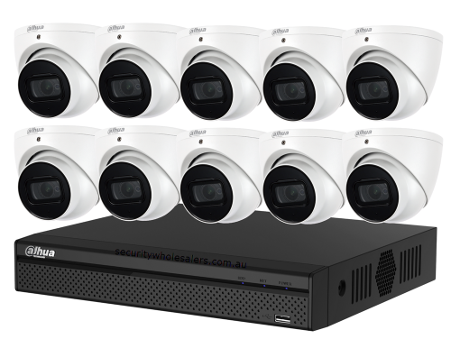 Dahua 10 x 8MP DH-IPC-HDW3866EMP-S-AUS SMD 4.0 Turret Security Kit with 16CH AI NVR 2.8mm lens