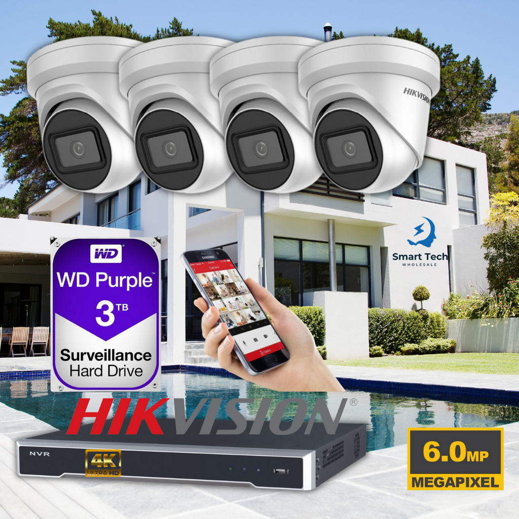 6MP 4CH Hikvision CCTV Kit: 4 x Outdoor Turret Cameras + 4CH NVR Media 1 of 2