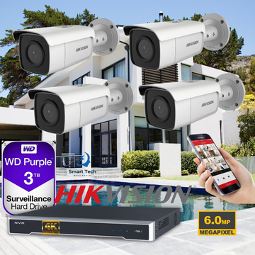 6MP 4CH Hikvision CCTV Kit: 4 x Mini Bullet Cameras + 4CH Network Recorder